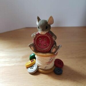 Charming Tails Fitz & Floyd "You're Cute As A Button" Mouse Figurine